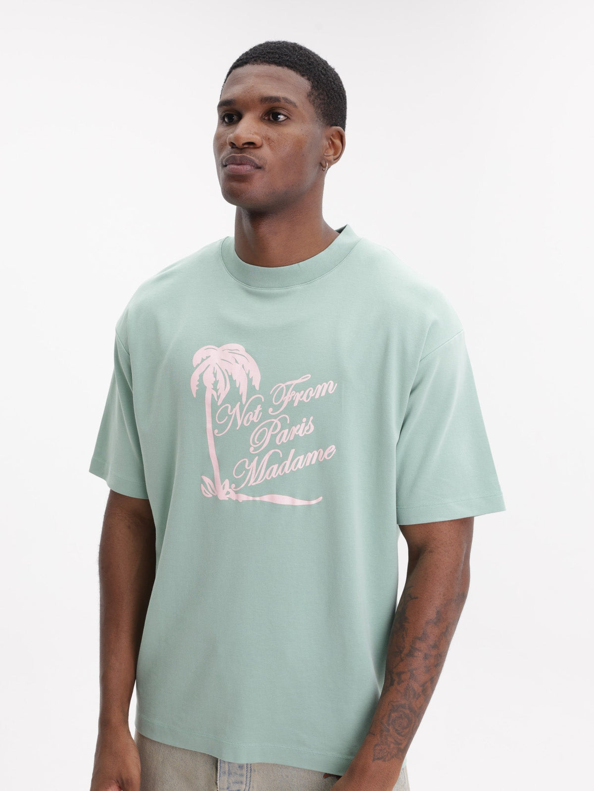 Drole T-Shirt Slogan Palmiers Water Green