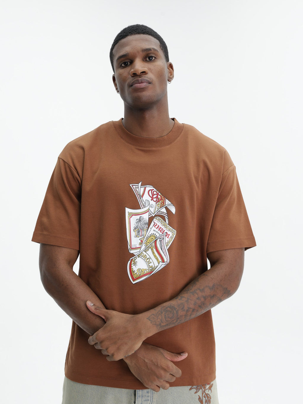 Drole T-Shirt Rum Labels Brown