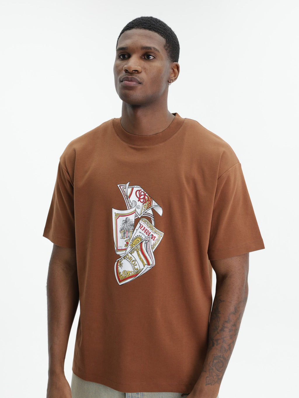 Drole T-Shirt Rum Labels Brown
