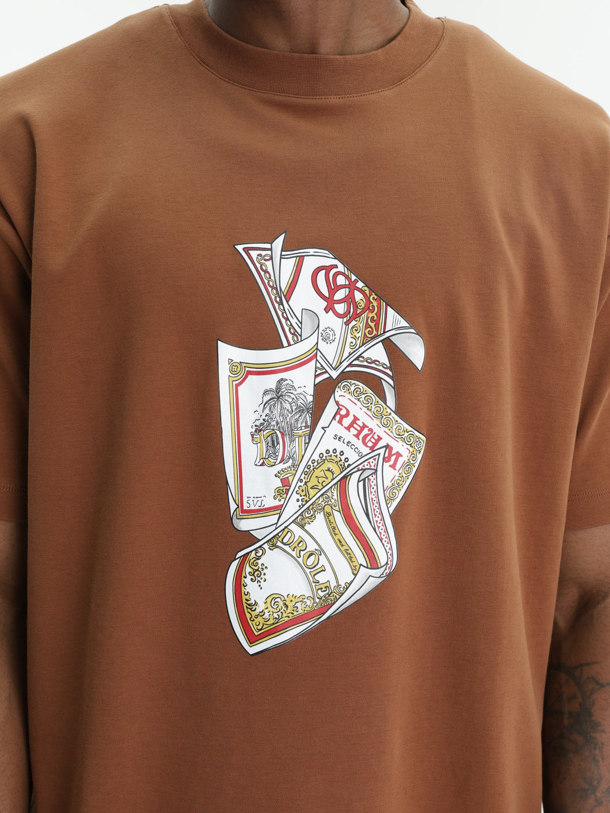 Drole T-Shirt Rum Labels Brown