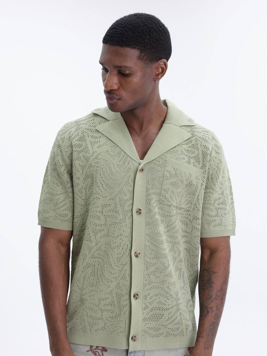 Drole Shirt Maille Dentelle Kaki