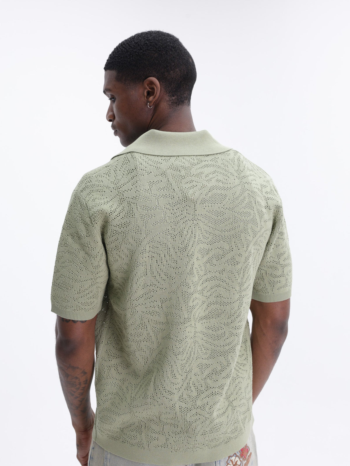 Drole Shirt Maille Dentelle Kaki