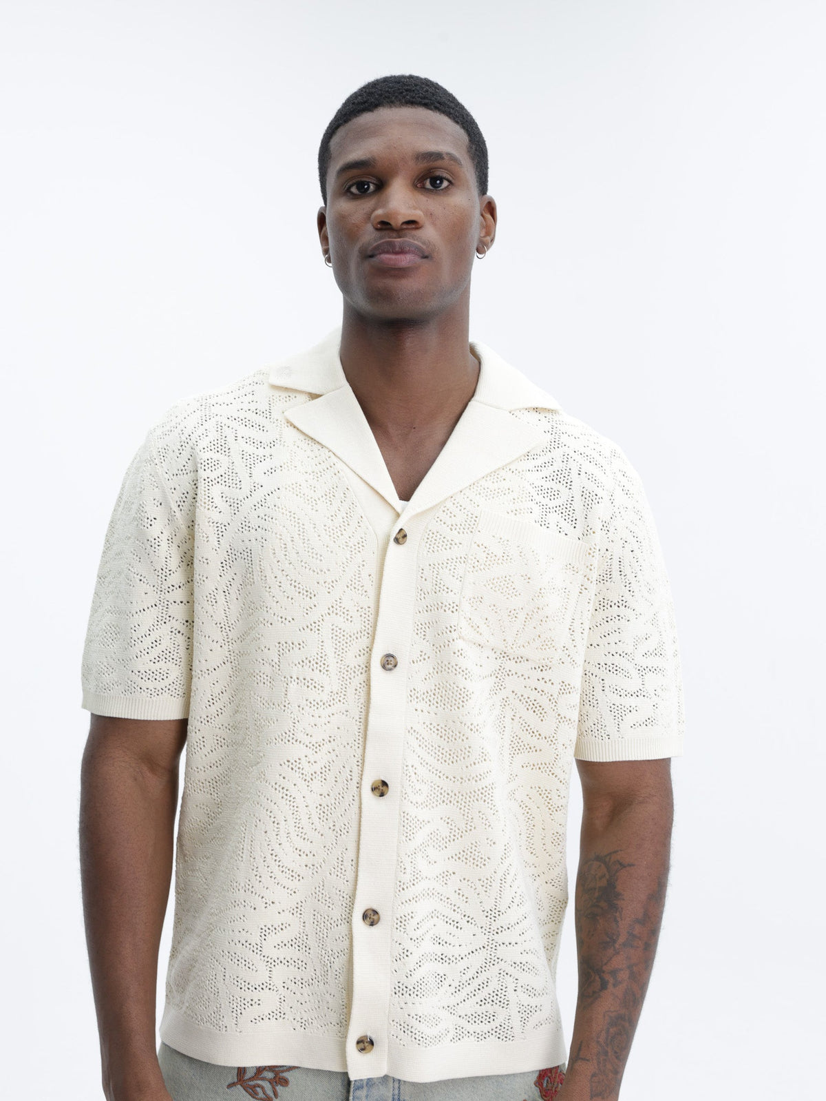 Drole Shirt Maille Dentelle Off White