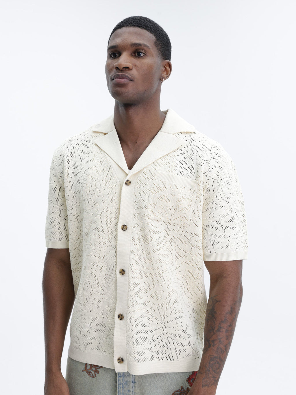 Drole Shirt Maille Dentelle Off White