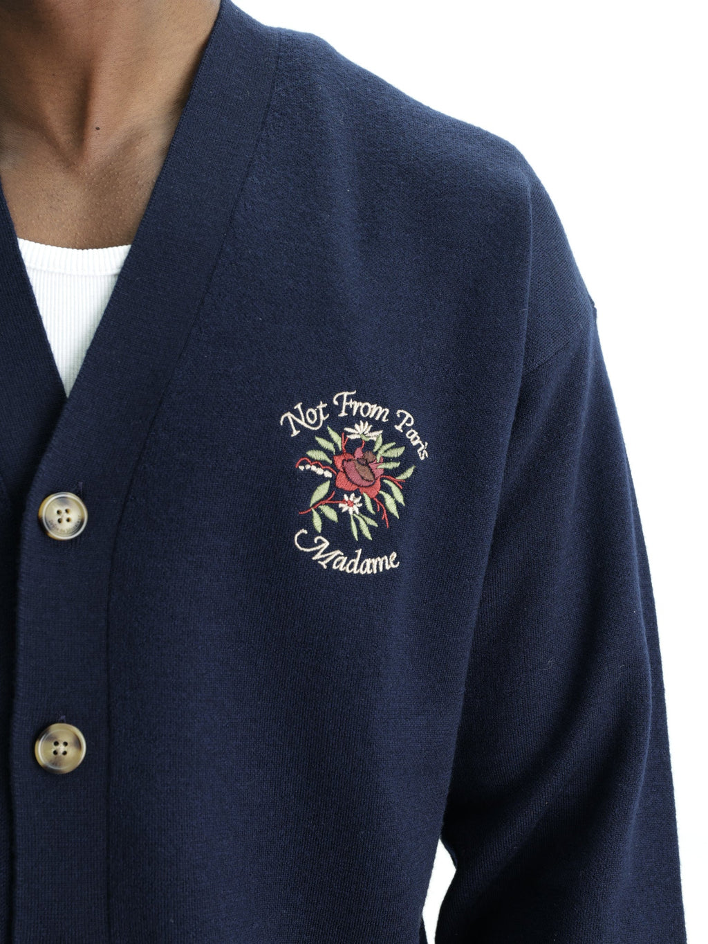 Drole Cardigan Slogan Rose Navy