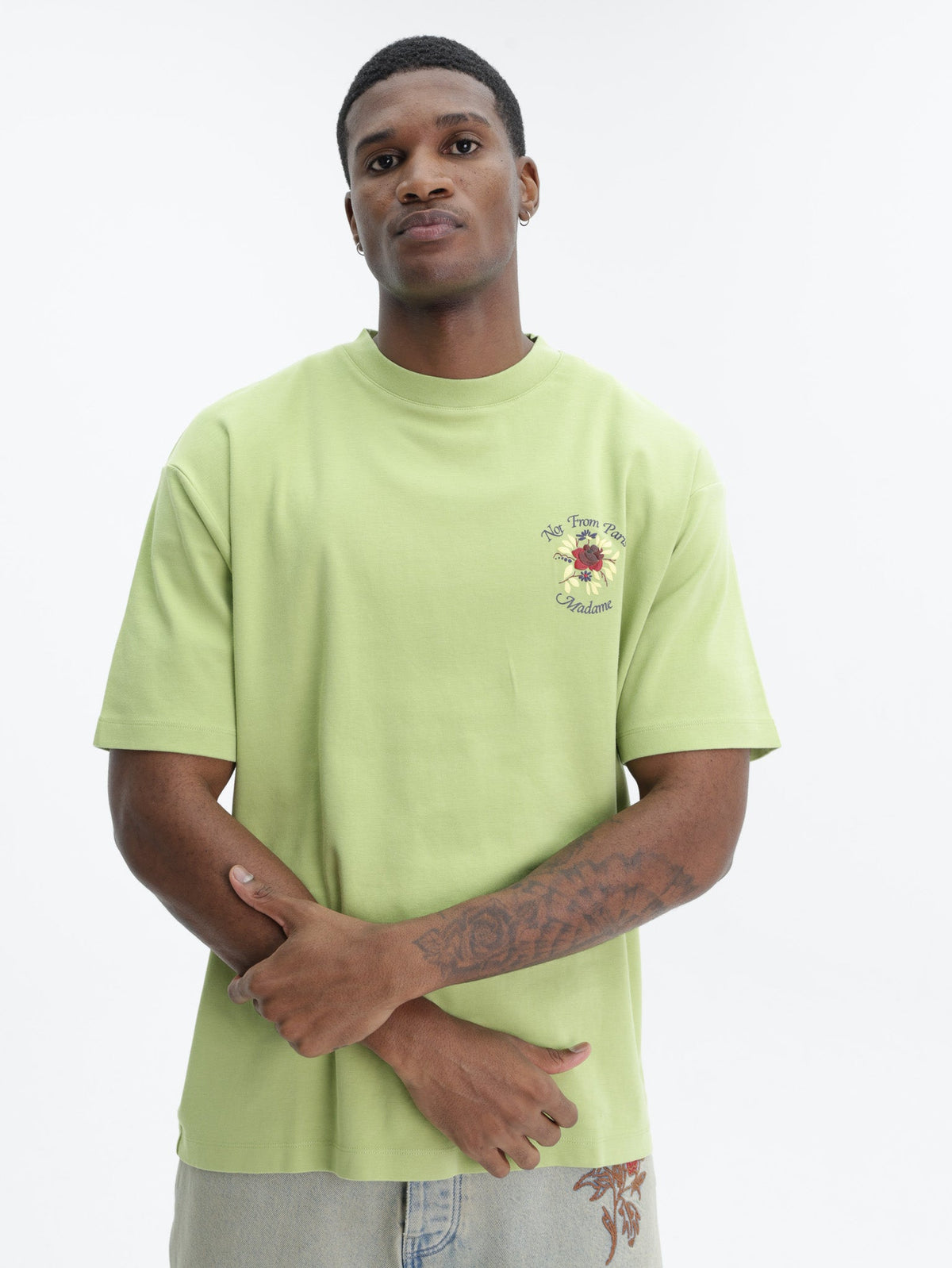 Drole T-Shirt Slogan Rose Light Olive