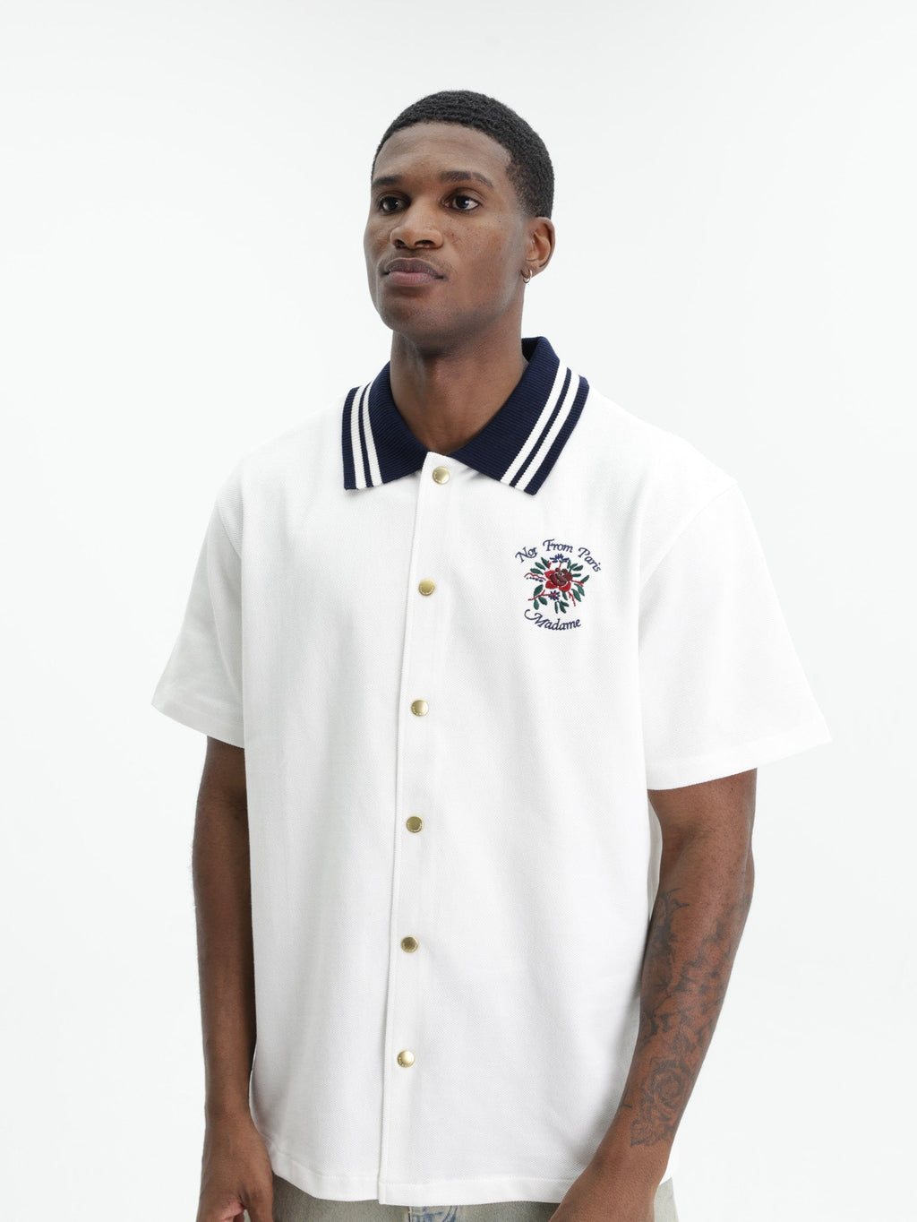 Drole Shirt Piquee Slogan Rose Off White