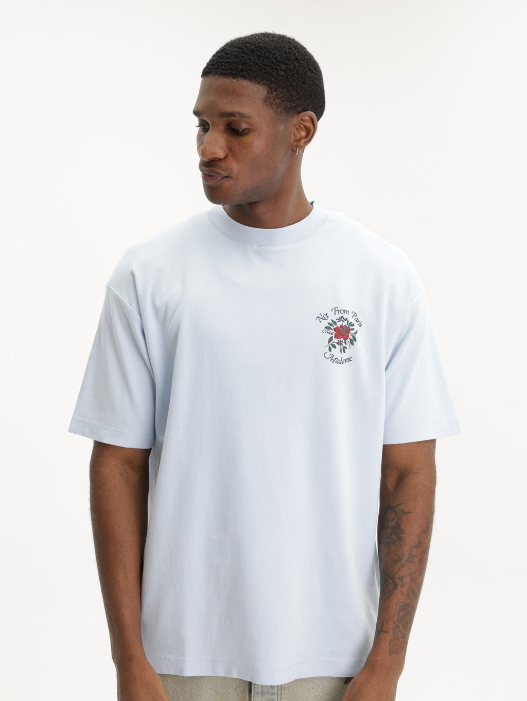 Drole T-Shirt Slogan Rose Light Blue