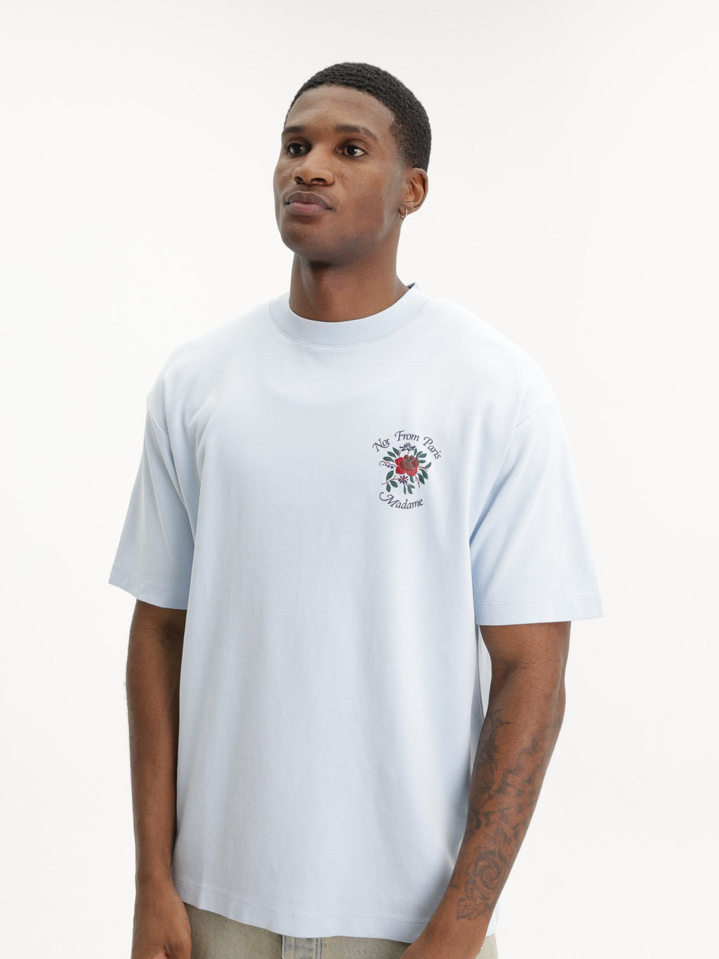 Drole T-Shirt Slogan Rose Light Blue