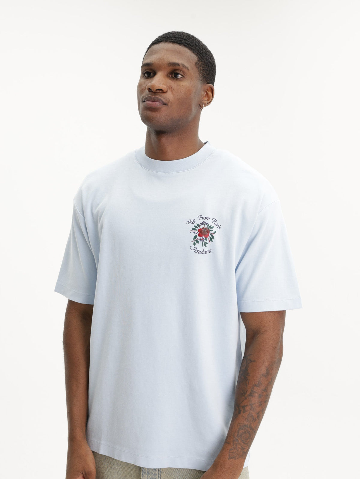Drole T-Shirt Slogan Rose Light Blue