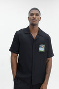 Casablanca Monogram Jacquard Volcano Short Sleeve Shirt Black