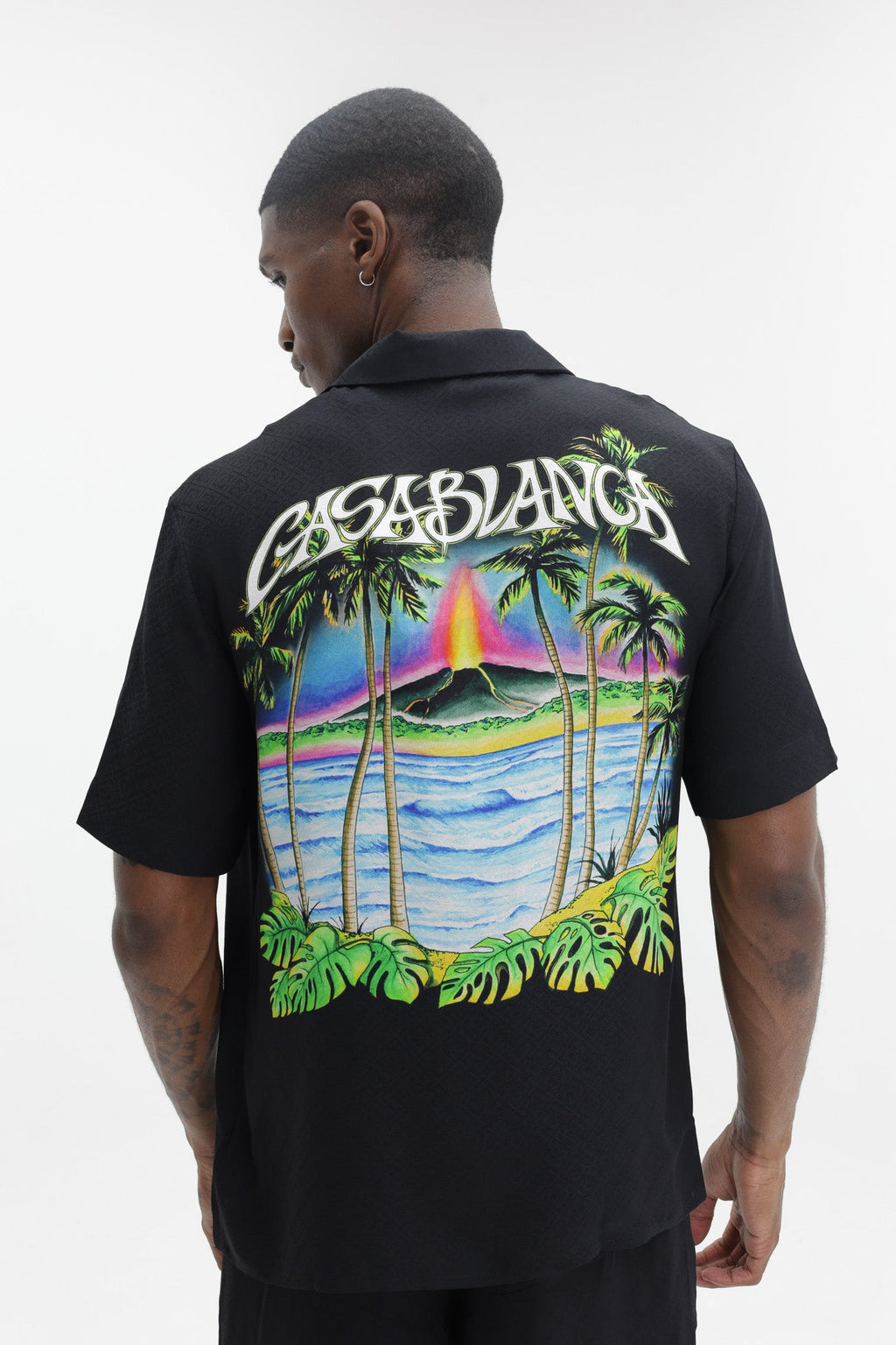 Casablanca Monogram Jacquard Volcano Short Sleeve Shirt Black