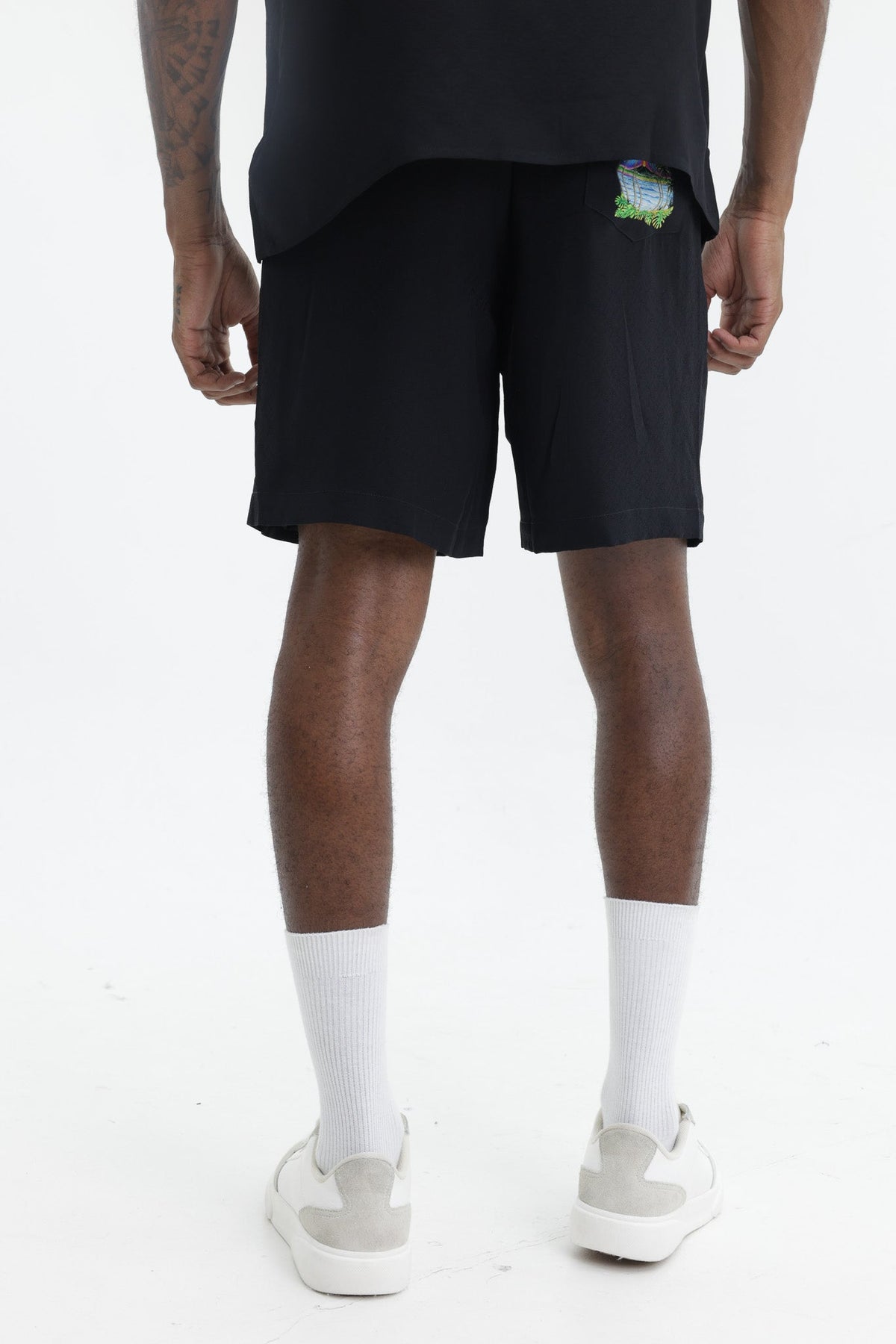Casablanca Monogram Jacquard Volcano Silk Shorts Black
