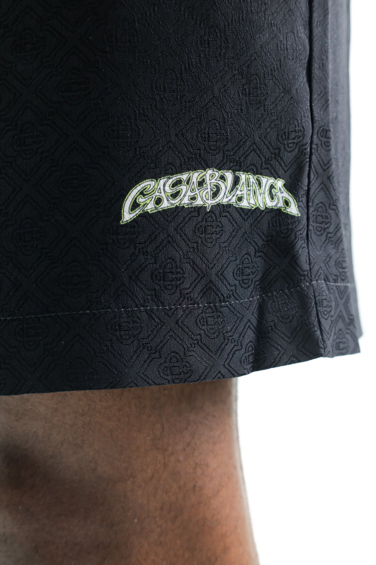 Casablanca Monogram Jacquard Volcano Silk Shorts Black
