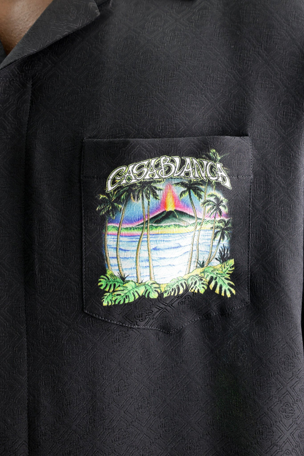 Casablanca Monogram Jacquard Volcano Short Sleeve Shirt Black