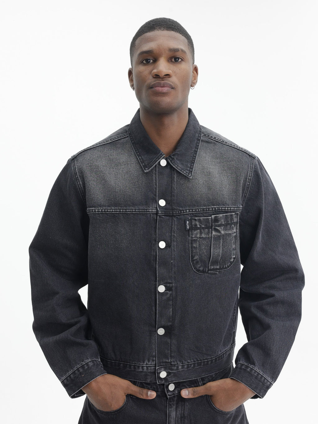 Arte Jacket Pocket Denim Faded Black