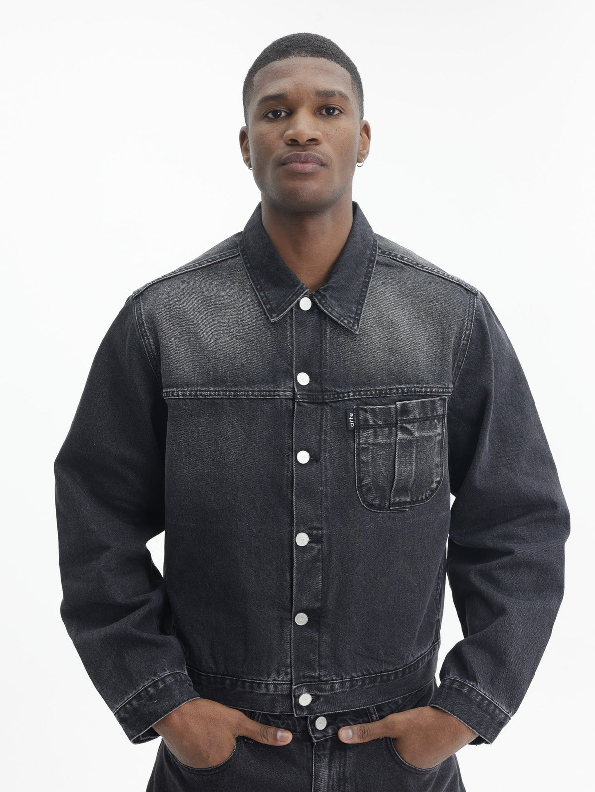 Arte Jacket Pocket Denim Faded Black