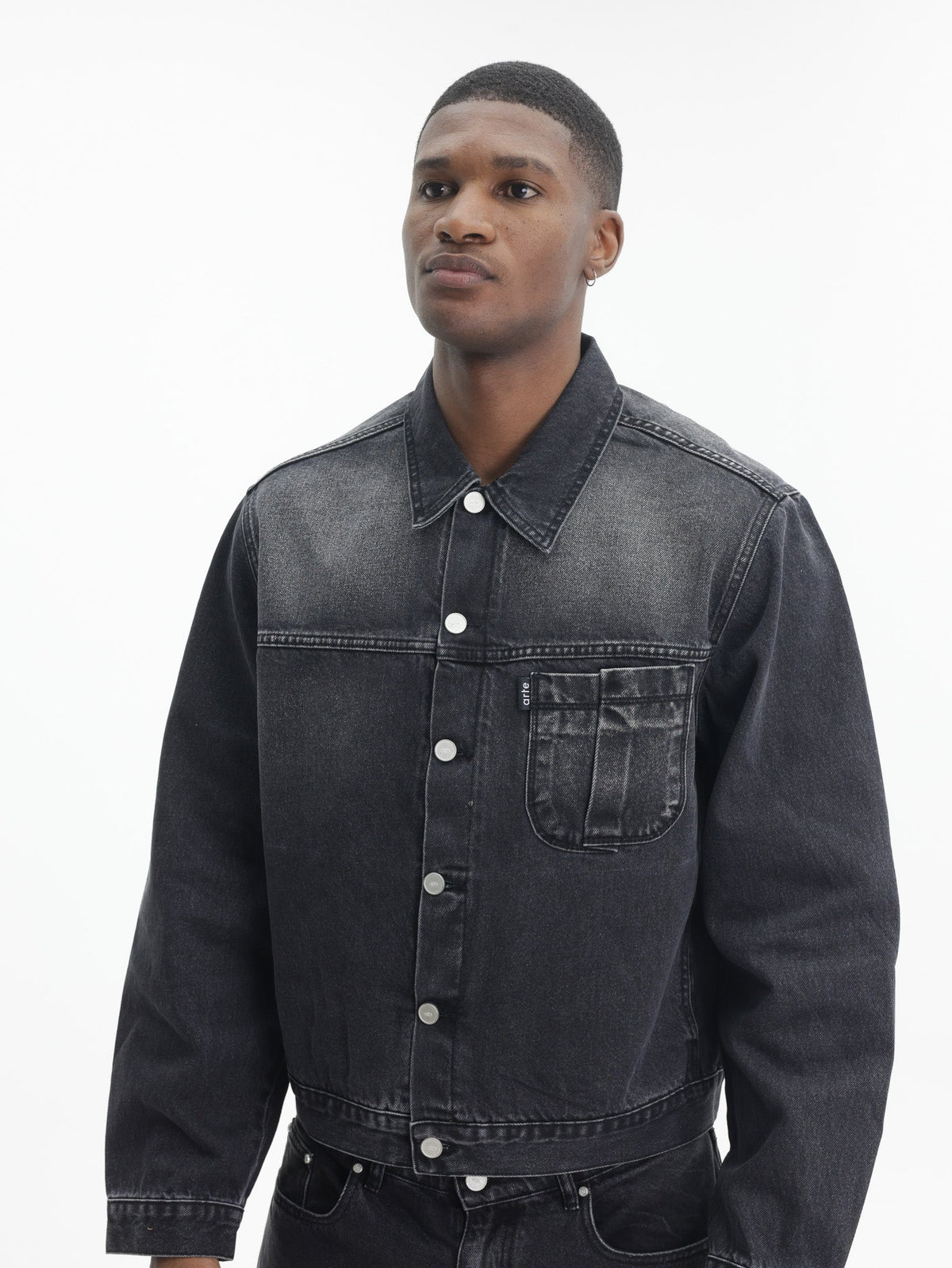 Arte Jacket Pocket Denim Faded Black