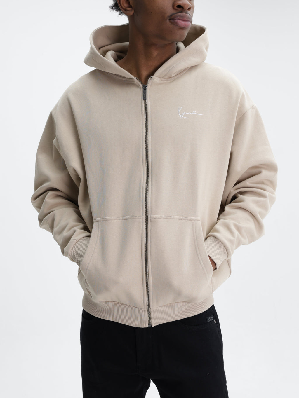 KARL KANI HOODIE ZIP UP TAUPE