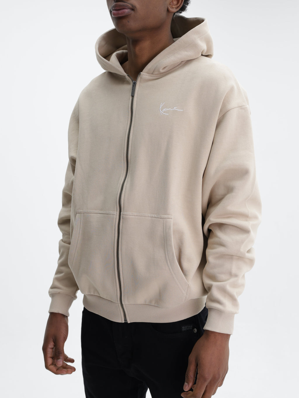 KARL KANI HOODIE ZIP UP TAUPE