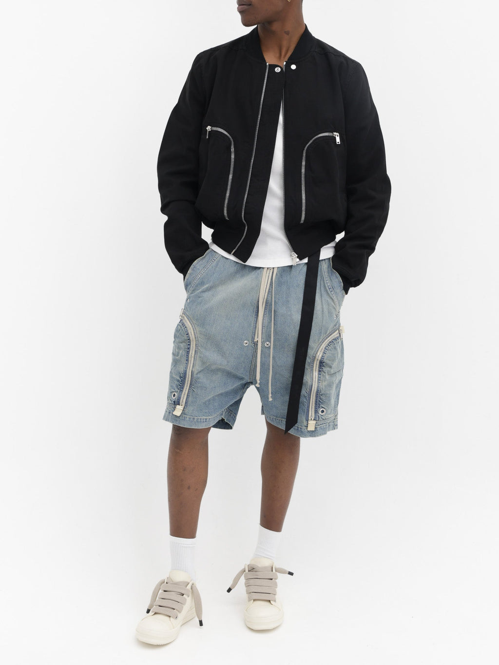 Rick Owens Shorts Zipped Pockets Denim