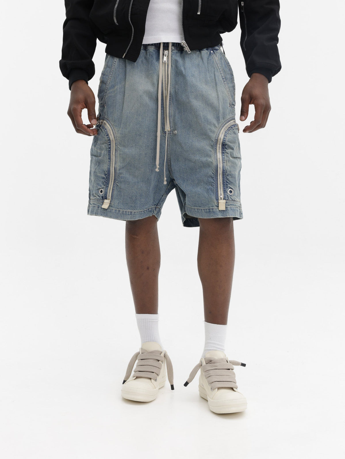 Rick Owens Shorts Zipped Pockets Denim