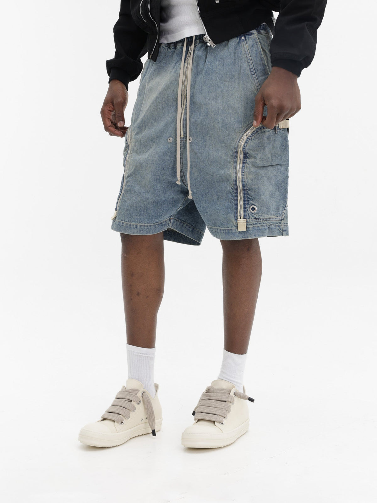 Rick Owens Shorts Zipped Pockets Denim