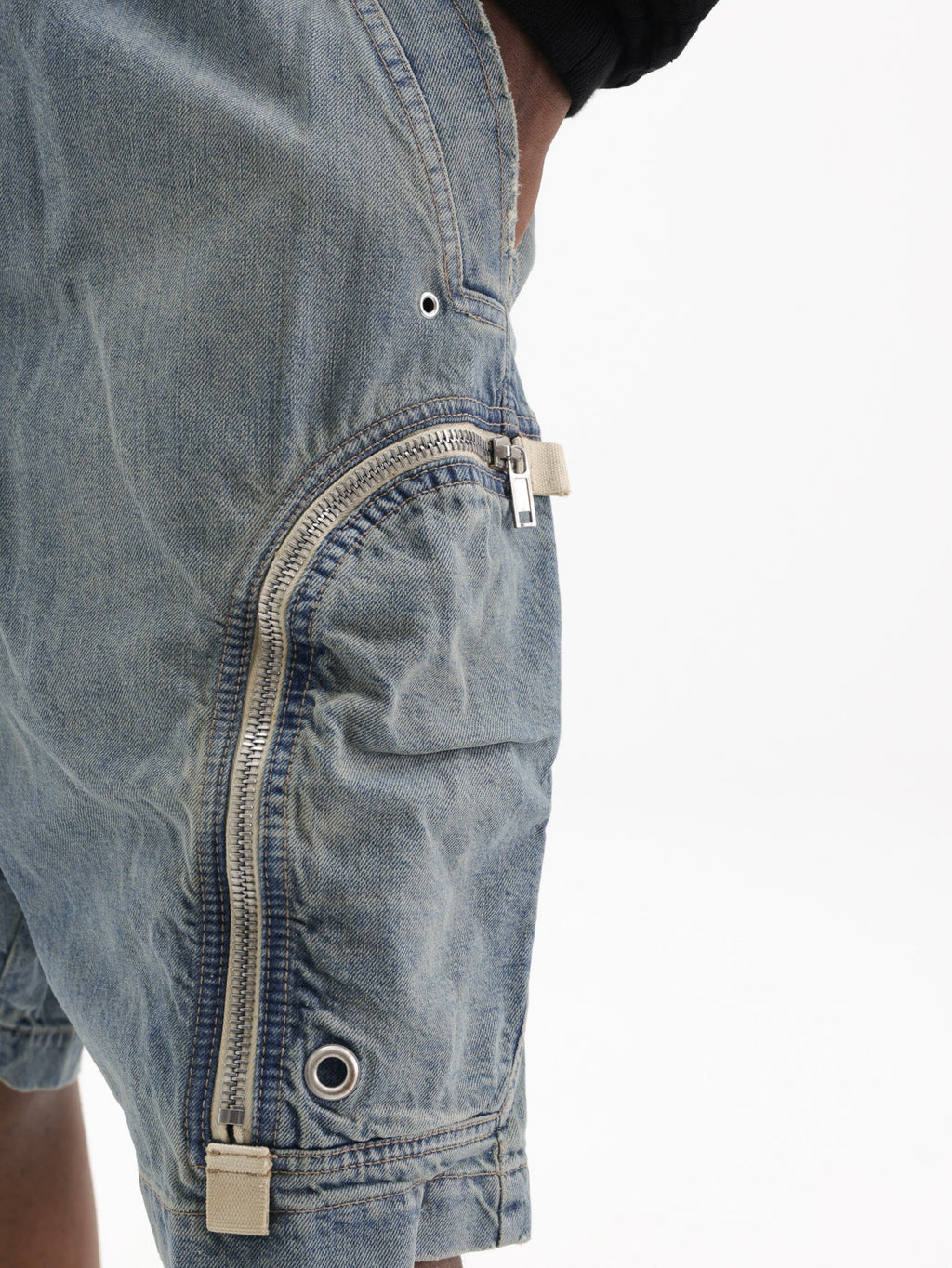 Rick Owens Shorts Zipped Pockets Denim