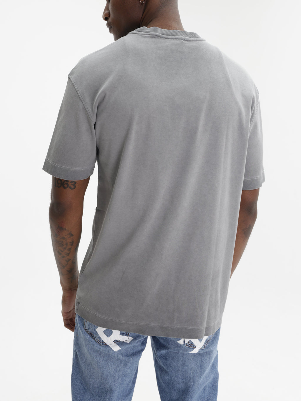 John Richmond T-Shirt White Logo Print Grey