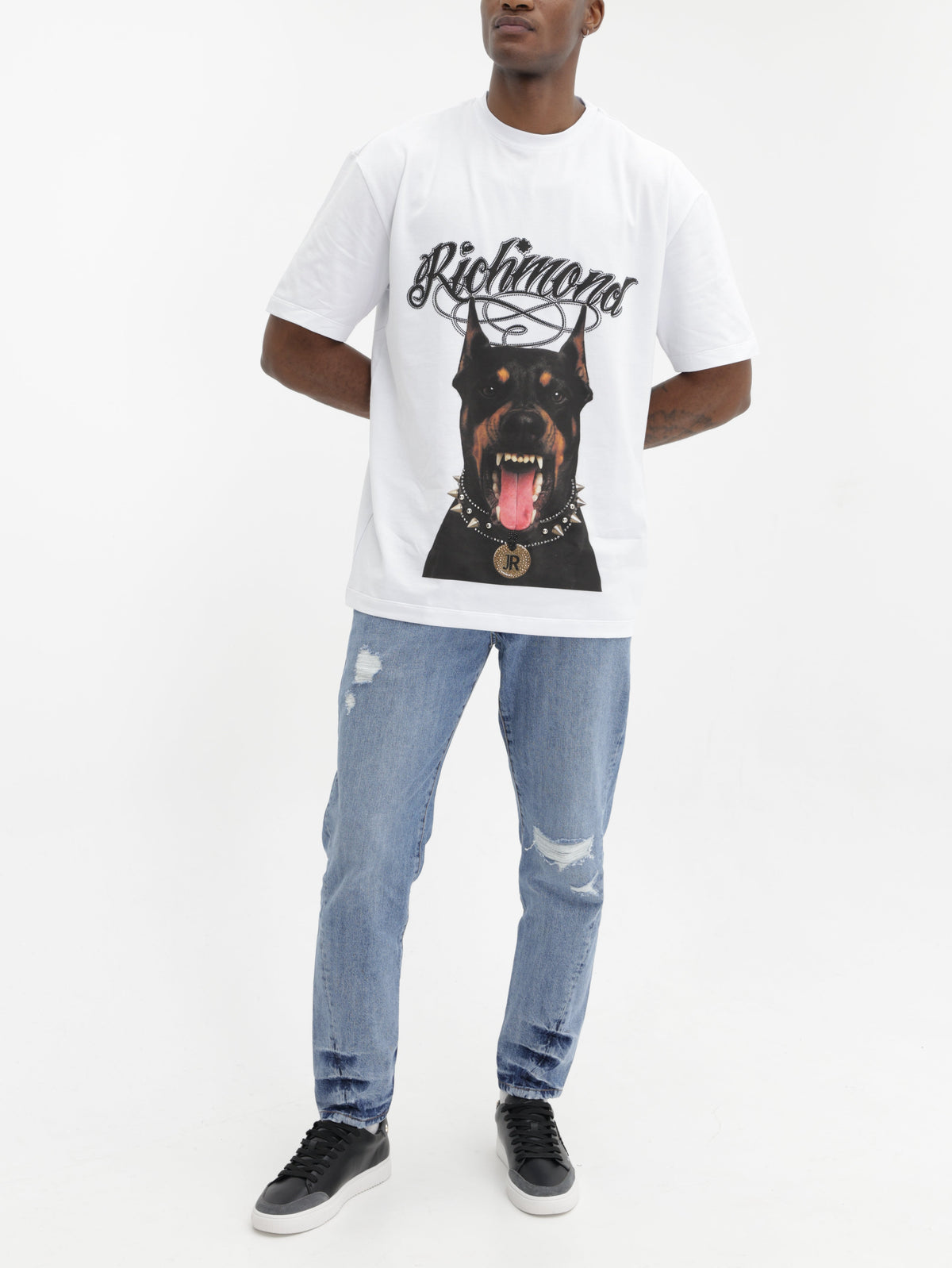 John Richmond T-Shirt Doberman Print Logo White