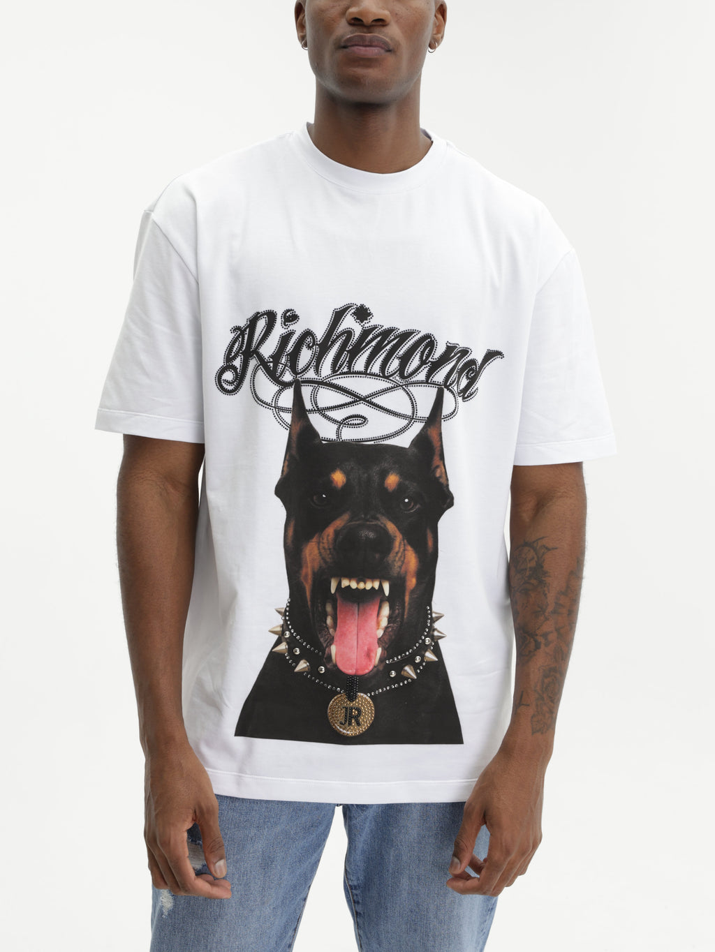 John Richmond T-Shirt Doberman Print Logo White
