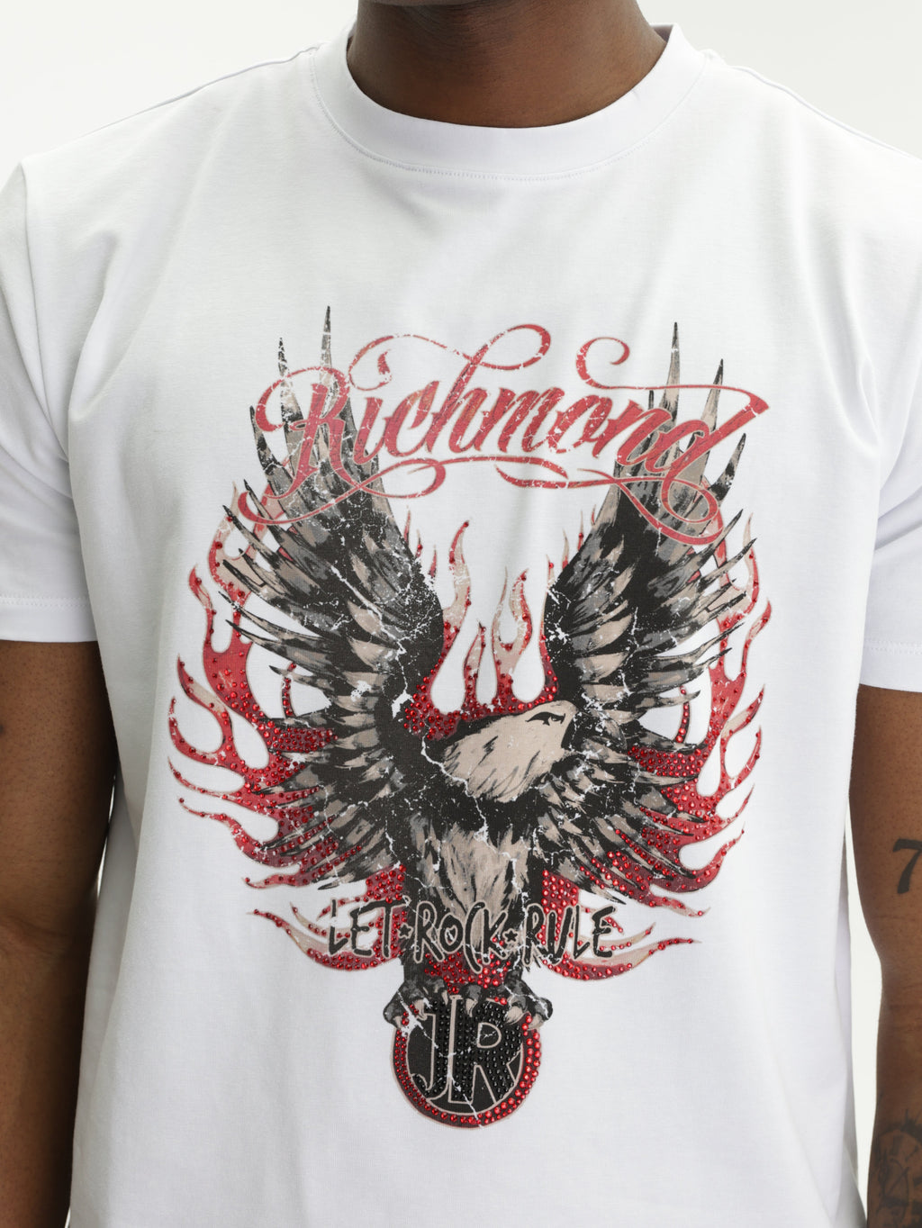 John Richmond T-Shirt Red Eagle Print White