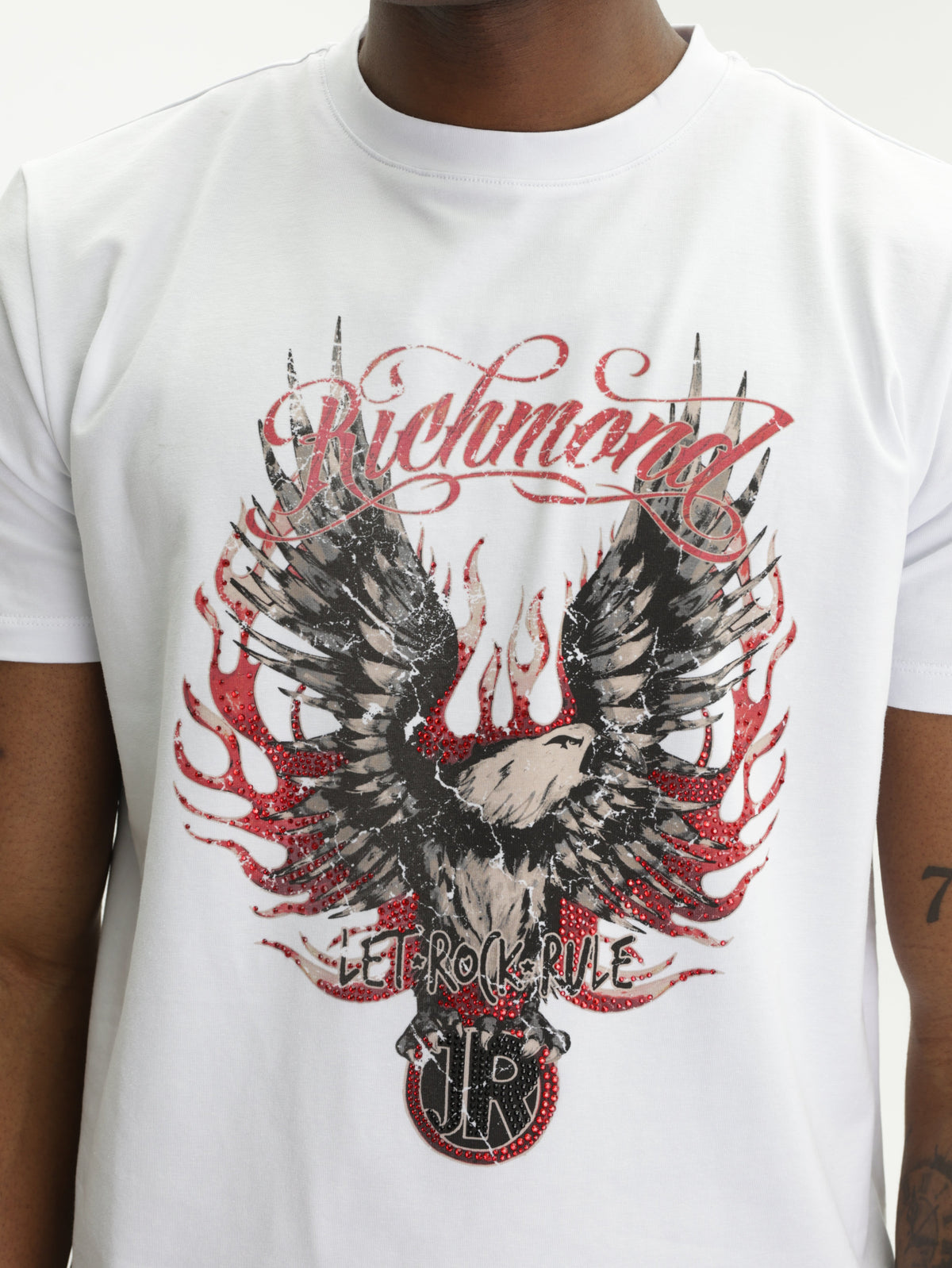 John Richmond T-Shirt Red Eagle Print White