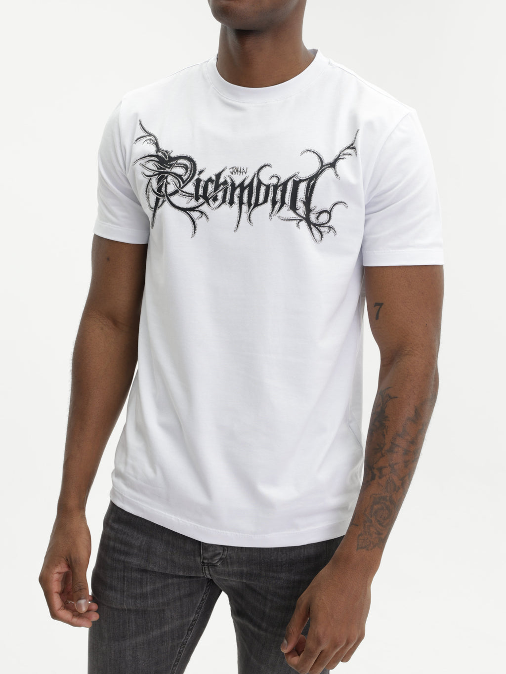 John Richmond T-Shirt Black Logo Print White