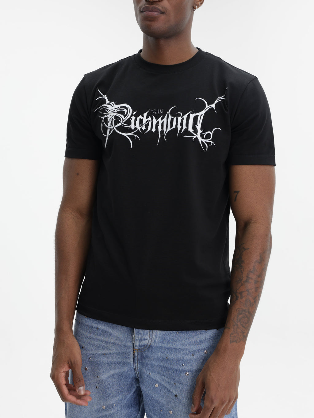 John Richmond T-Shirt White Logo Print Black