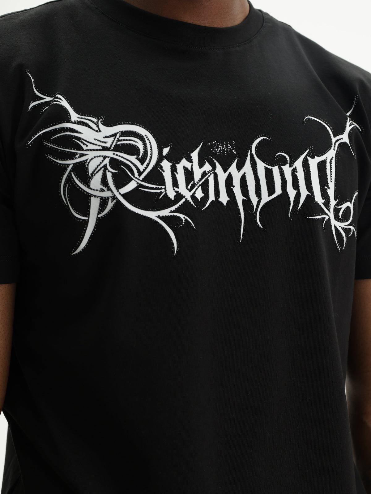 John Richmond T-Shirt White Logo Print Black