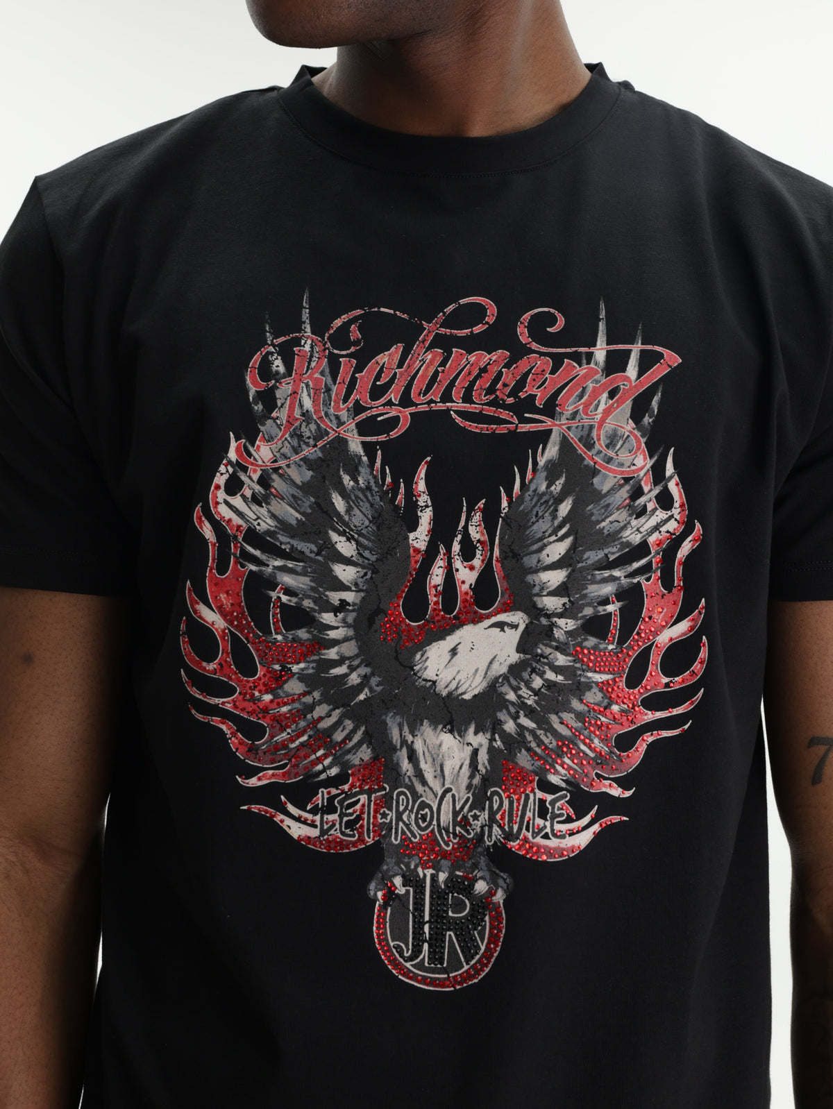John Richmond T-Shirt Red Eagle Print Black