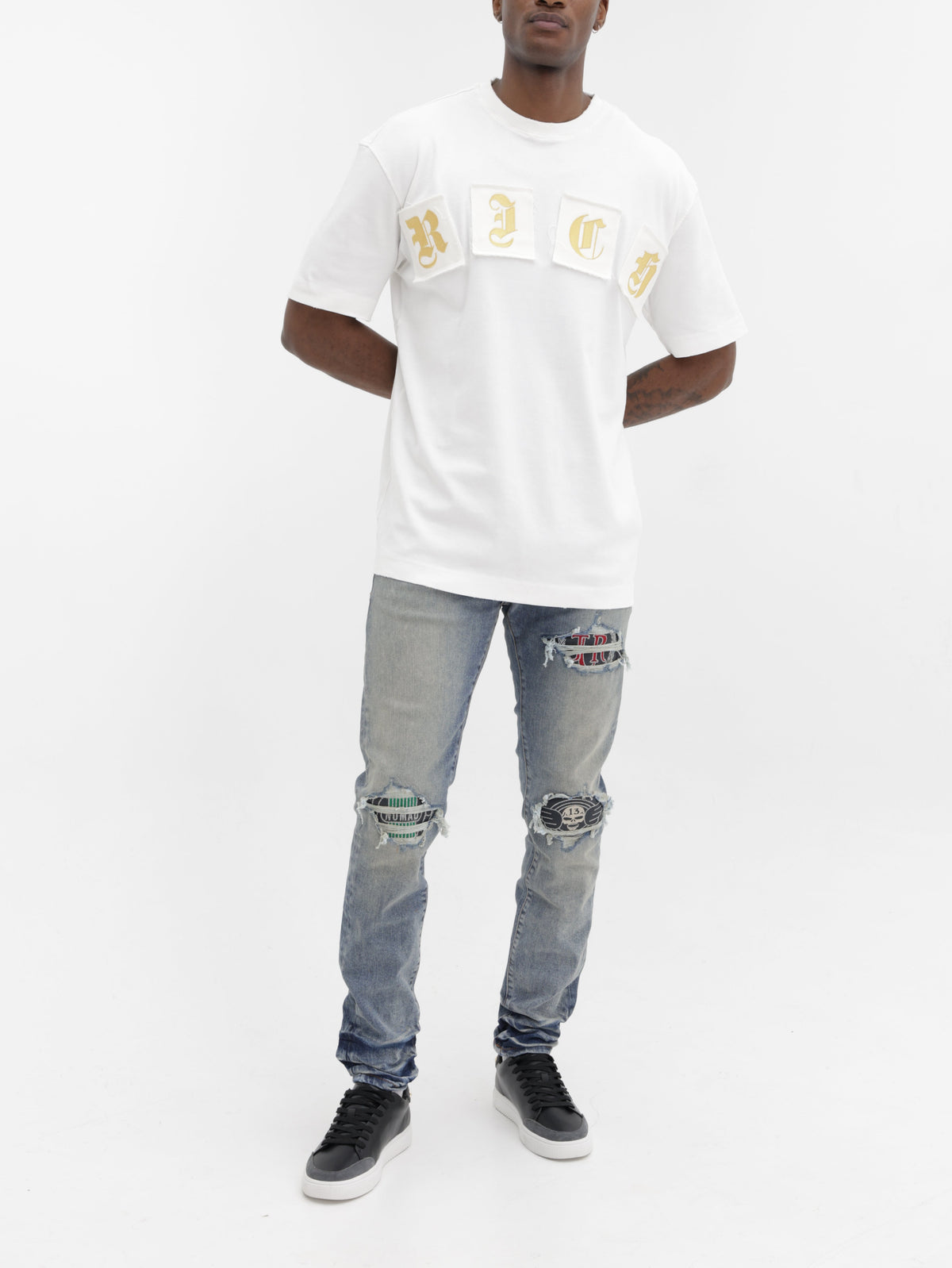 John Richmond T-Shirt Gold Rich Logo White