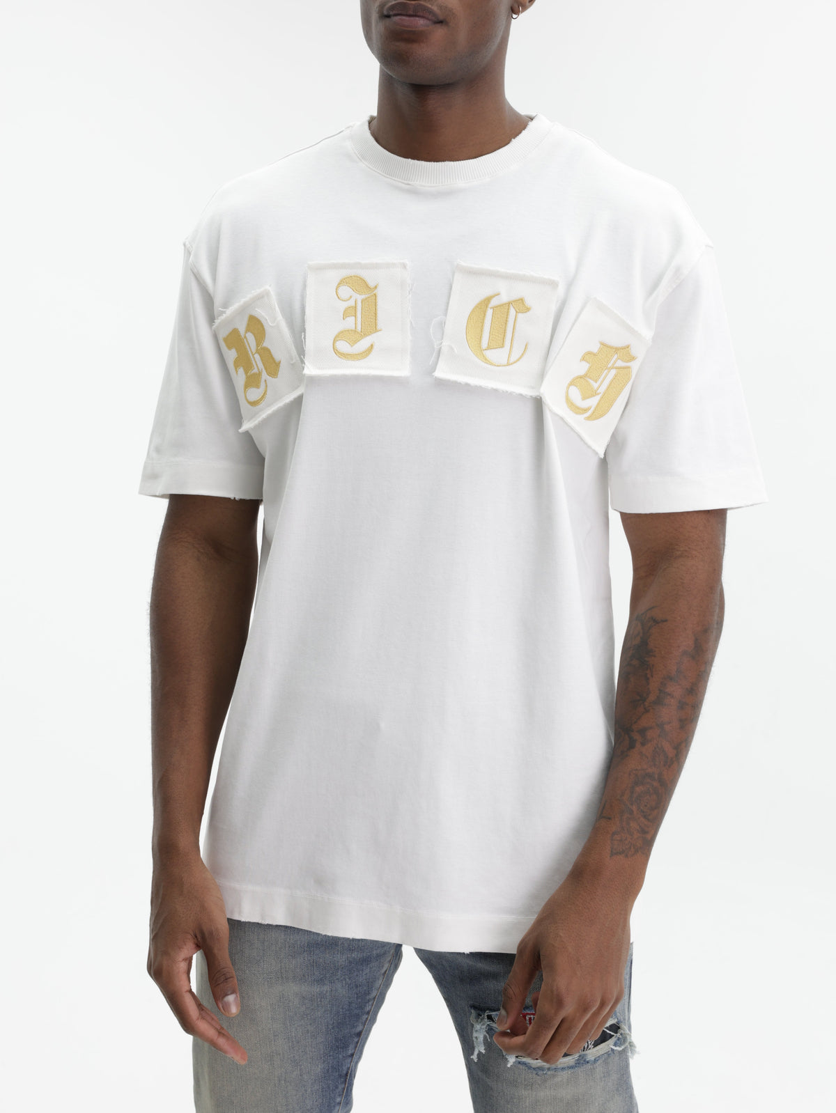 John Richmond T-Shirt Gold Rich Logo White