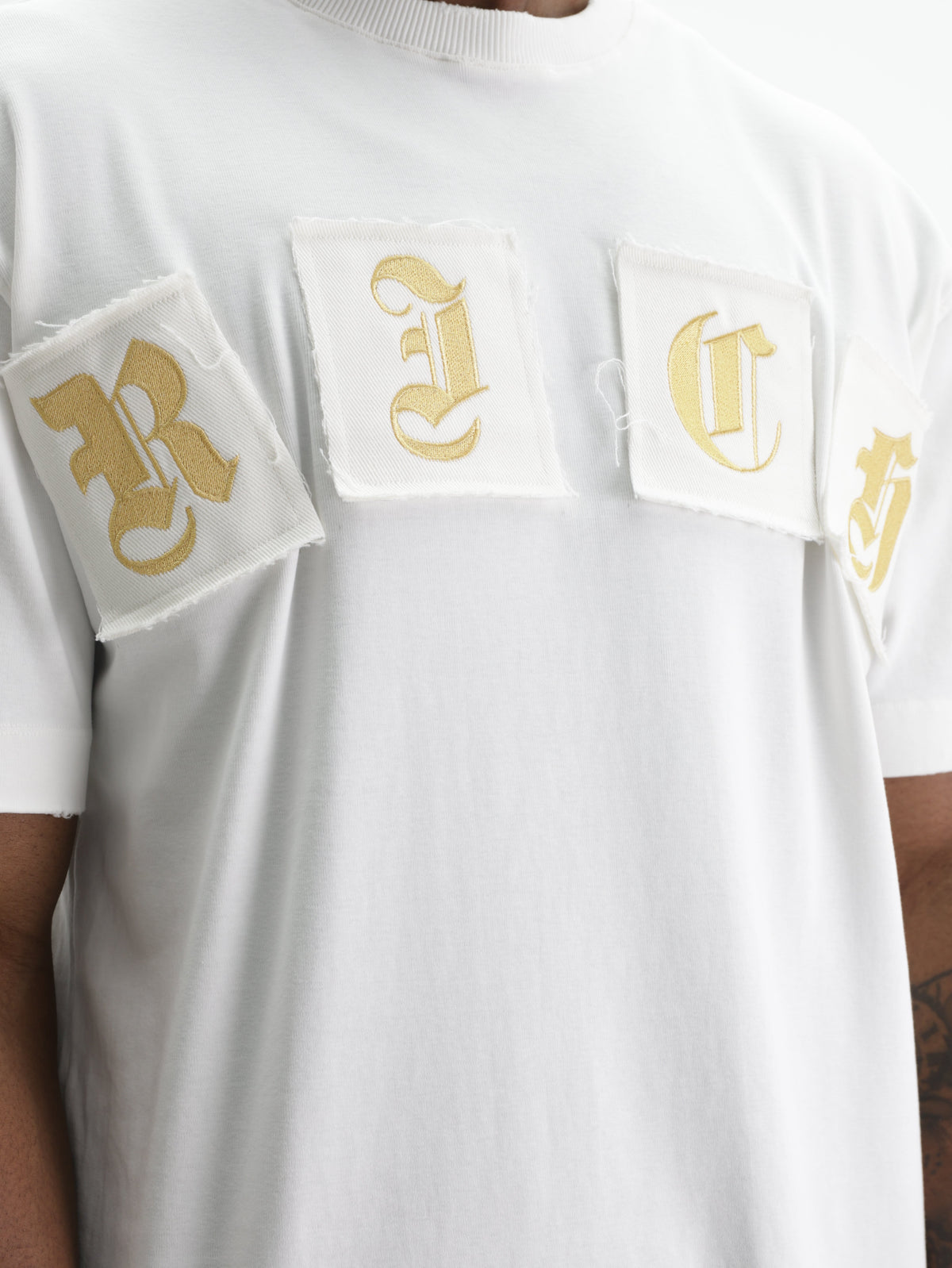 John Richmond T-Shirt Gold Rich Logo White