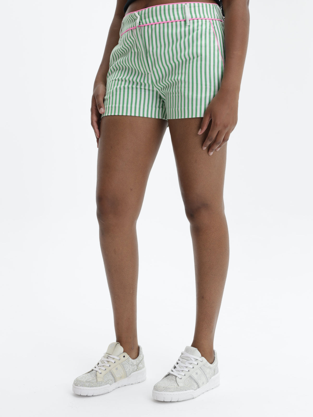 Chiara Ferragni Shorts Stripes Green-White