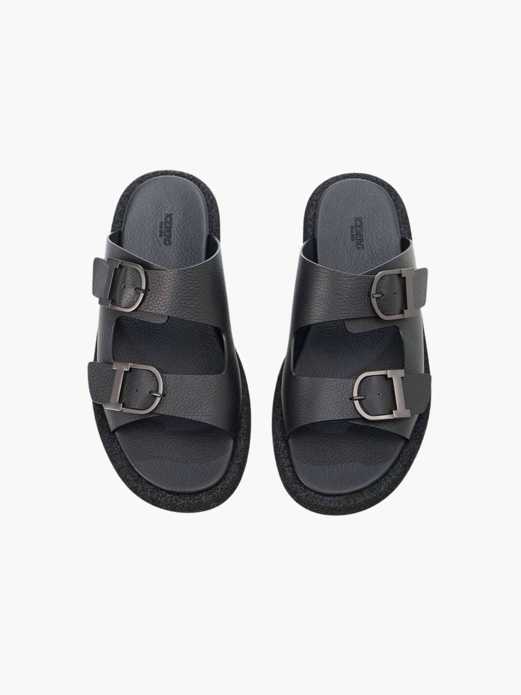 Iceburg Slides Is19 Double Buckle Logo Black
