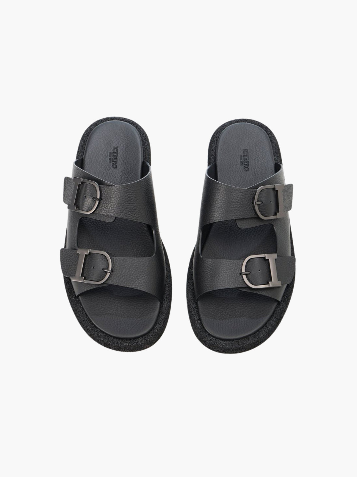 Iceburg Slides Is19 Double Buckle Logo Black