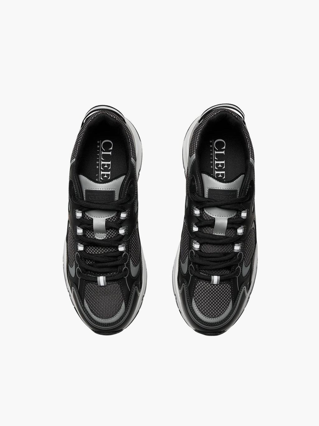 Cleens Sneakers C18 White Sole Plain Lace Up Black