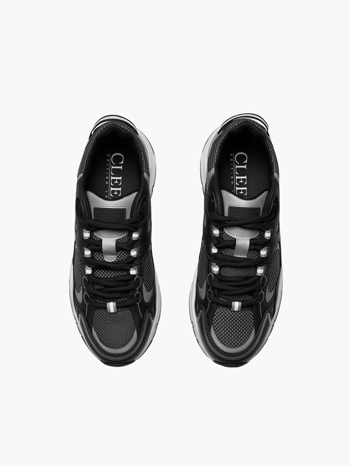 Cleens Sneakers C18 White Sole Plain Lace Up Black
