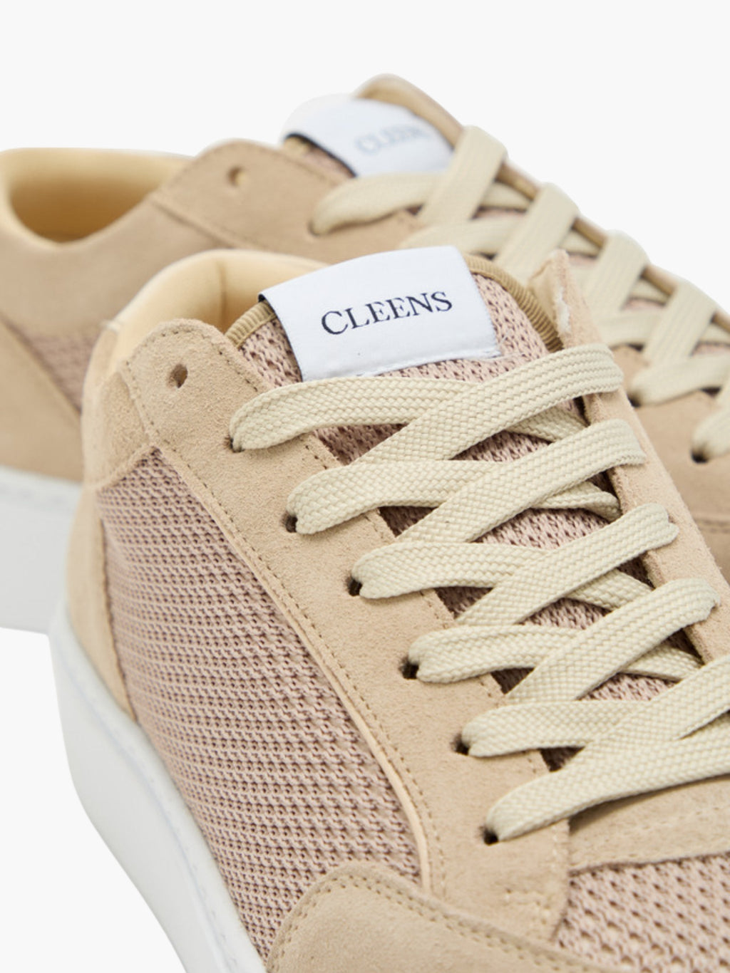 Cleens Sneakers C25 Mesh Suede Lace Beige