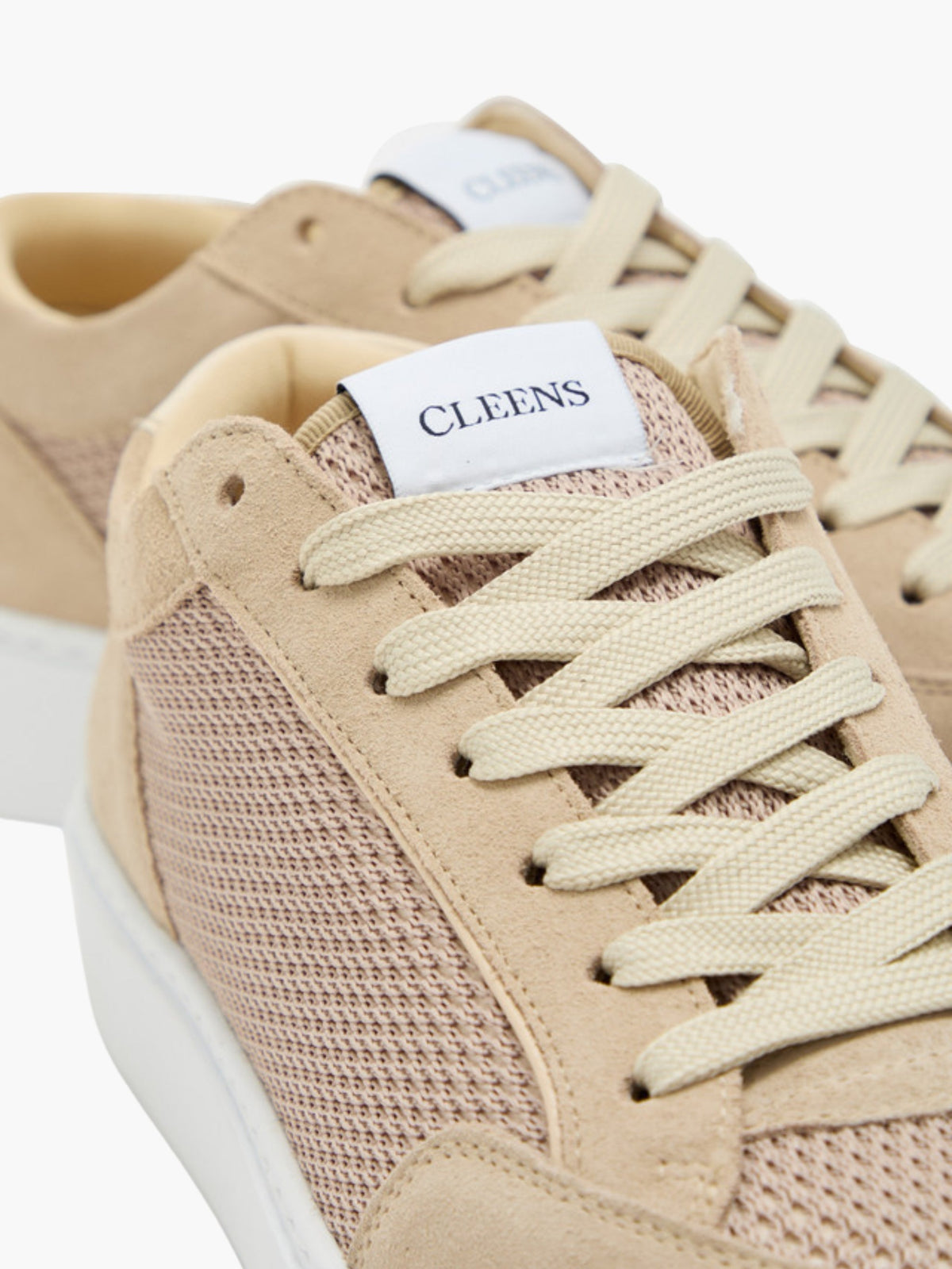 Cleens Sneakers C25 Mesh Suede Lace Beige