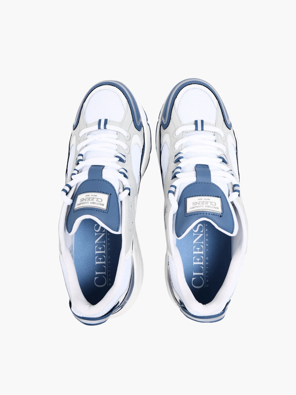 Cleens Sneakers C20 Navy Border Lace Up White/Light Grey