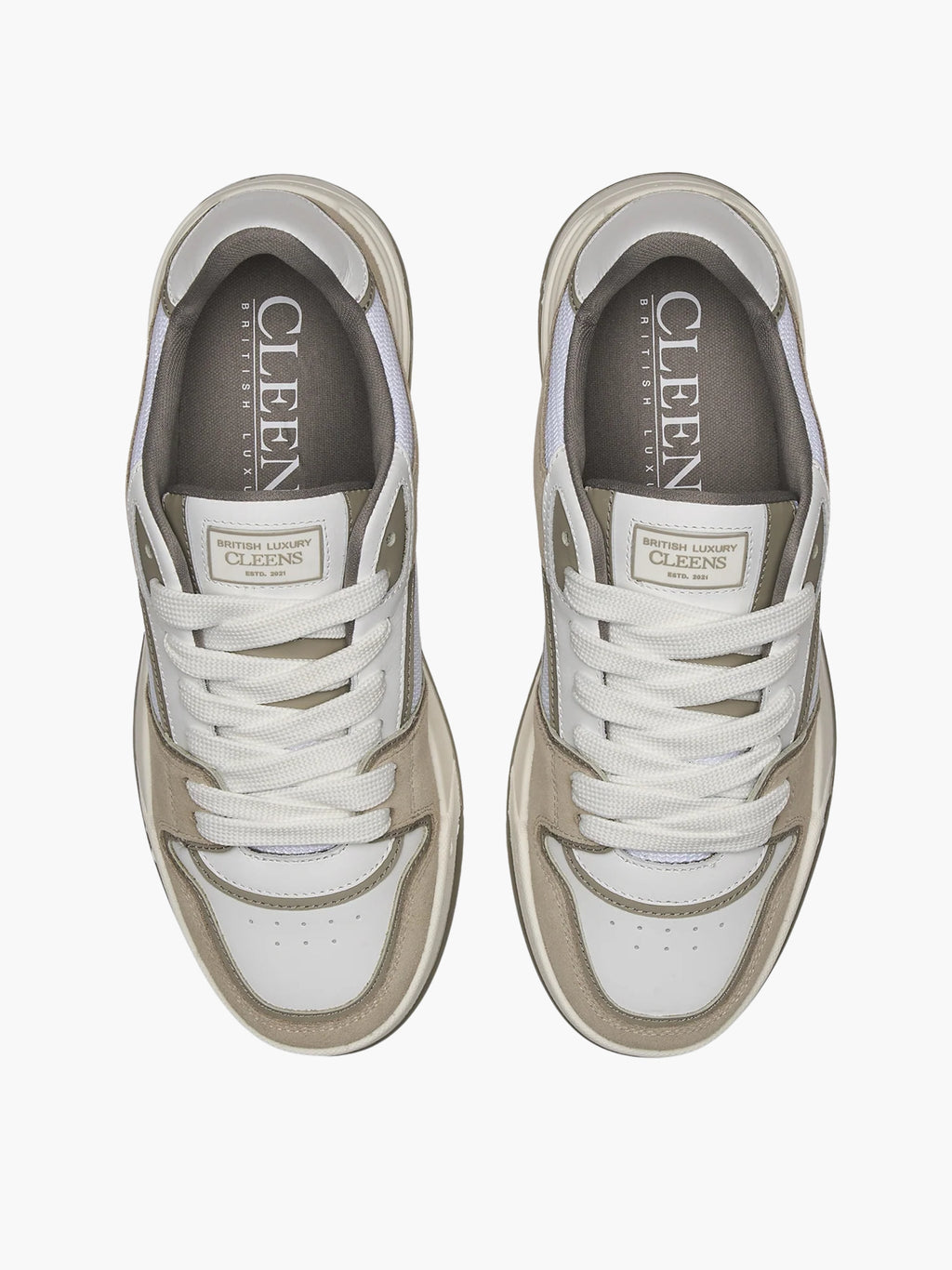 Cleens Sneakers C44 Suede Border White/Beige