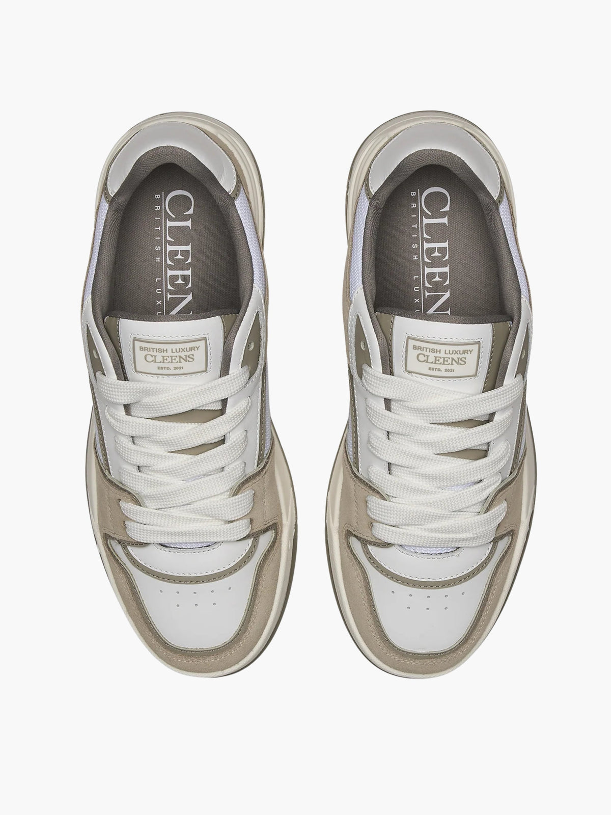 Cleens Sneakers C44 Suede Border White/Beige